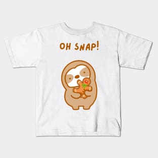 Oh Snap Christmas Gingerbread Man Sloth Kids T-Shirt